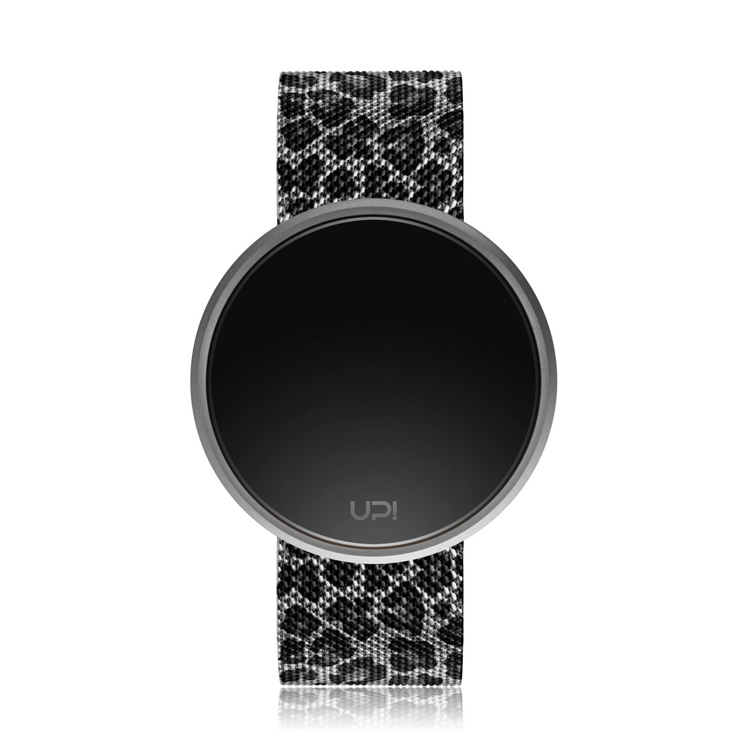 UPWATCH ROUND STEEL LEOPARD SILVER