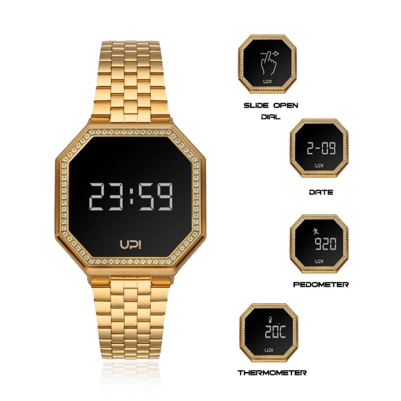 UPWATCH EDGE MINI SET WITH SWAROVSKI® ZIRCONIA MATTE GOLD