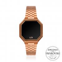 UPWATCH EDGE MINI SET WITH SWAROVSKI® ZIRCONIA MATTE ROSE GOLD BROWN