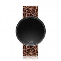 UPWATCH ROUND STEEL LEOPARD BLACK ROSE