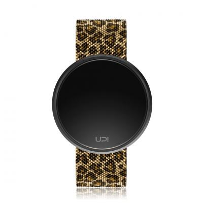 UPWATCH ROUND STEEL LEOPARD BLACK GOLD