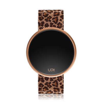 UPWATCH ROUND STEEL LEOPARD ROSE GOLD