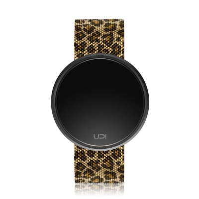 UPWATCH ROUND STEEL LEOPARD BLACK GOLD