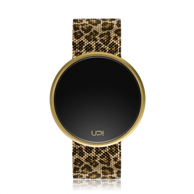 UPWATCH ROUND STEEL LEOPARD GOLD