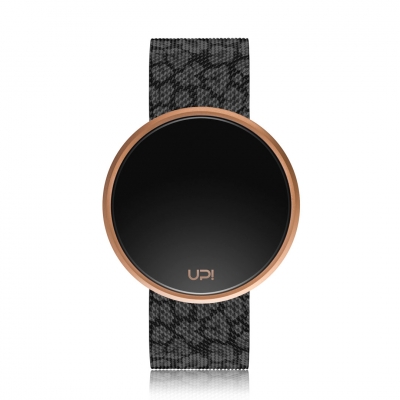 UPWATCH ROUND STEEL LEOPARD ROSE BLACK