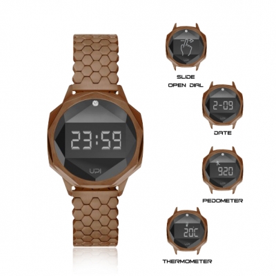 UPWATCH ICONIC BROWN ONE SET WITH SWAROVSKI® TOPAZ