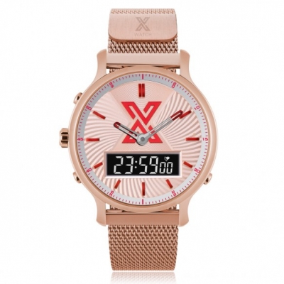 X WATCH DB STEEL ROSE RED